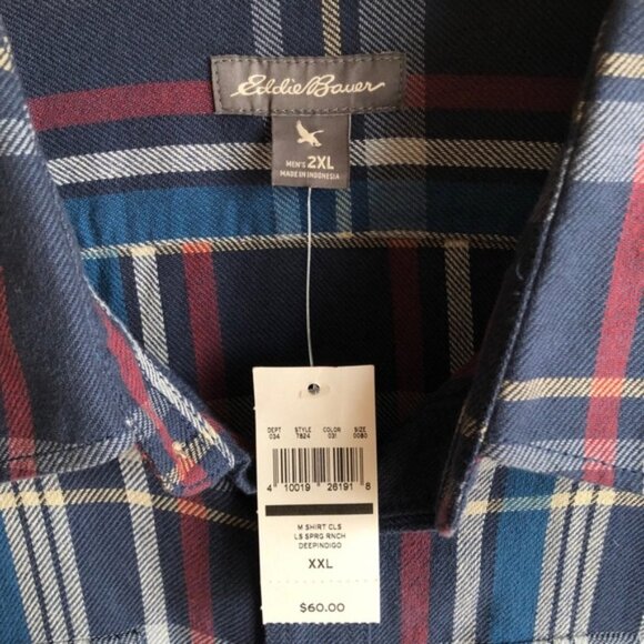 Eddie Bauer Men’s Long Sleeve Cotton Plaid Shirt XXL - Picture 11 of 13